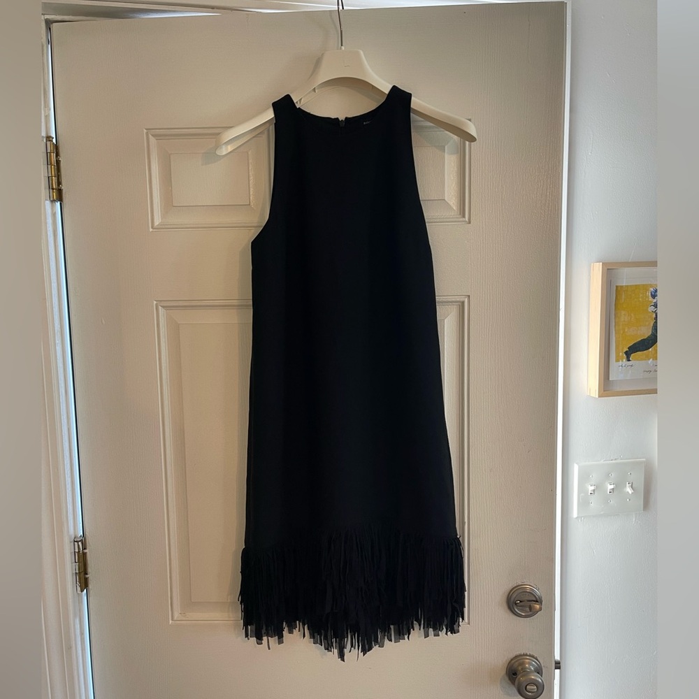 Banana Republic 
Elegant Black Fringe Hem Dress
Excellent Condition